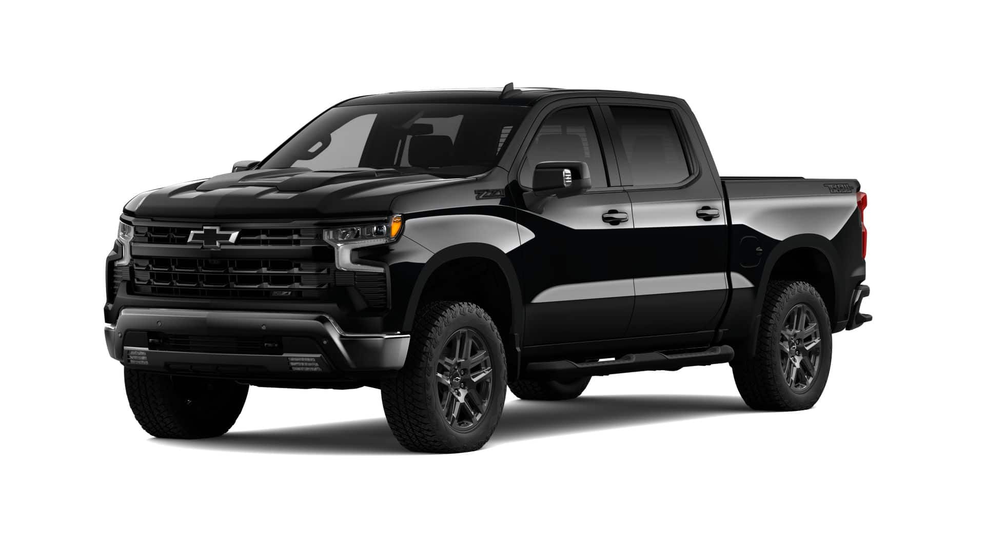2026 Chevrolet Silverado 1500 LT Trail Boss in Black — front three-quarter view